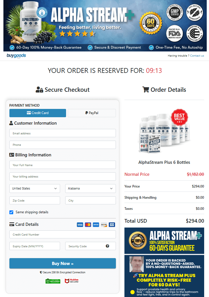 Alpha Stream Plus order